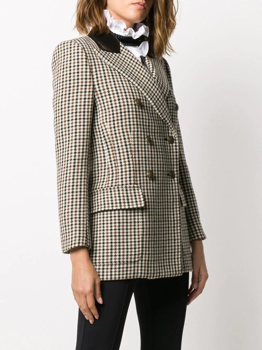 check-pattern double-breasted blazer - 3