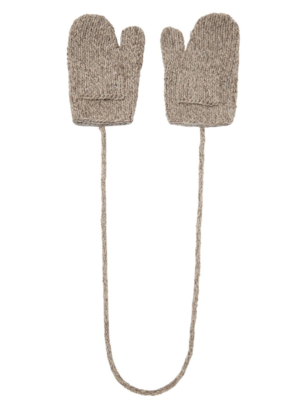 Beige Shetland Wool Mittens - 1