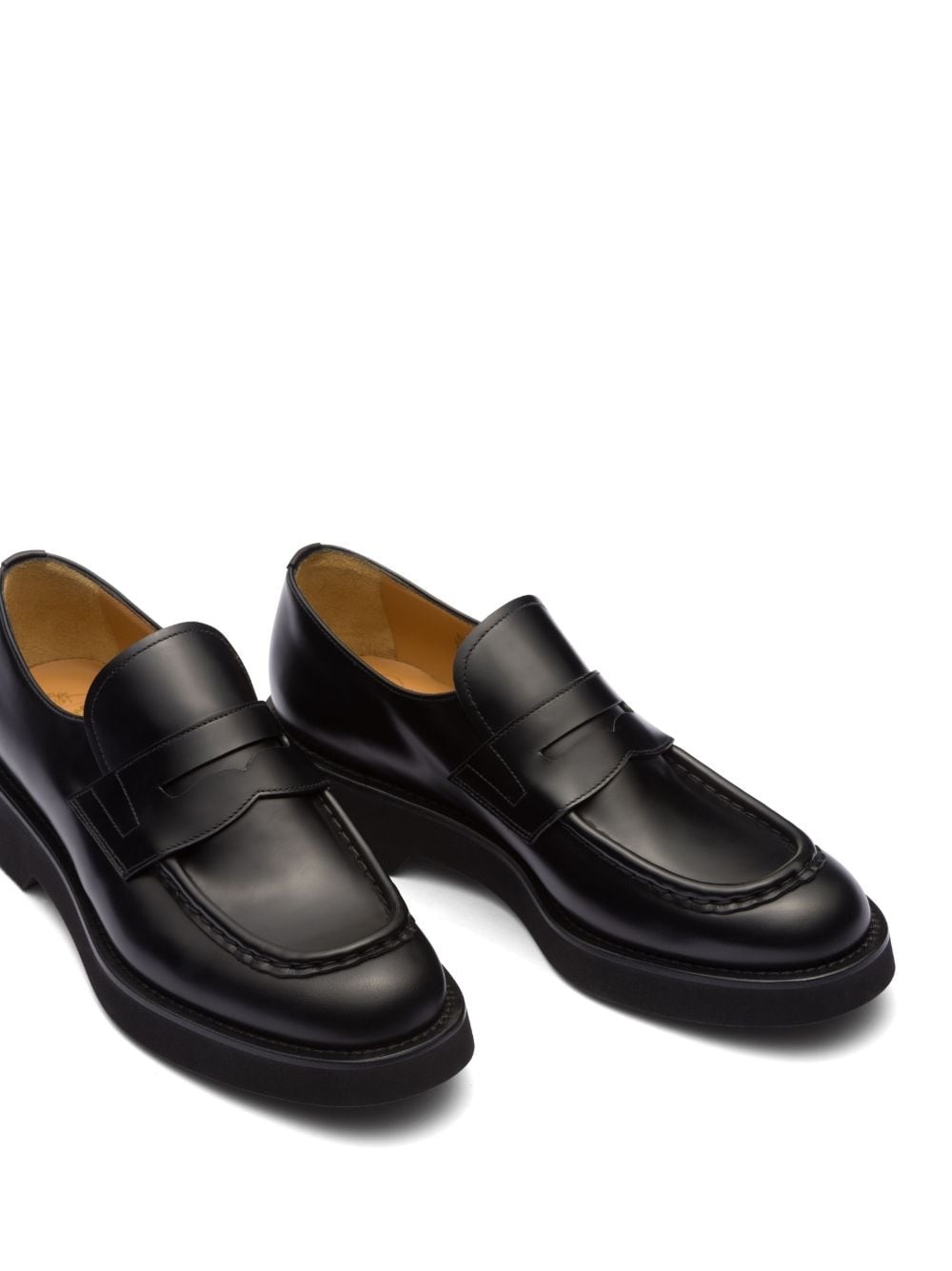 panelled leather loafers - 3