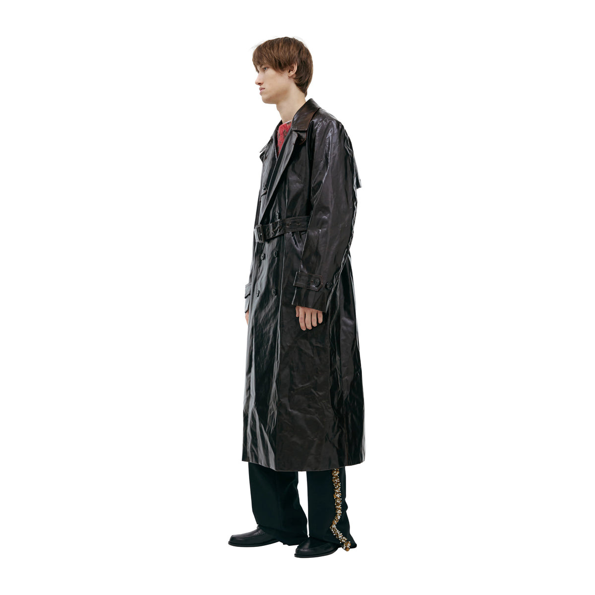 CLASSIC BELTED TRENCH COAT (BROWN) - 3