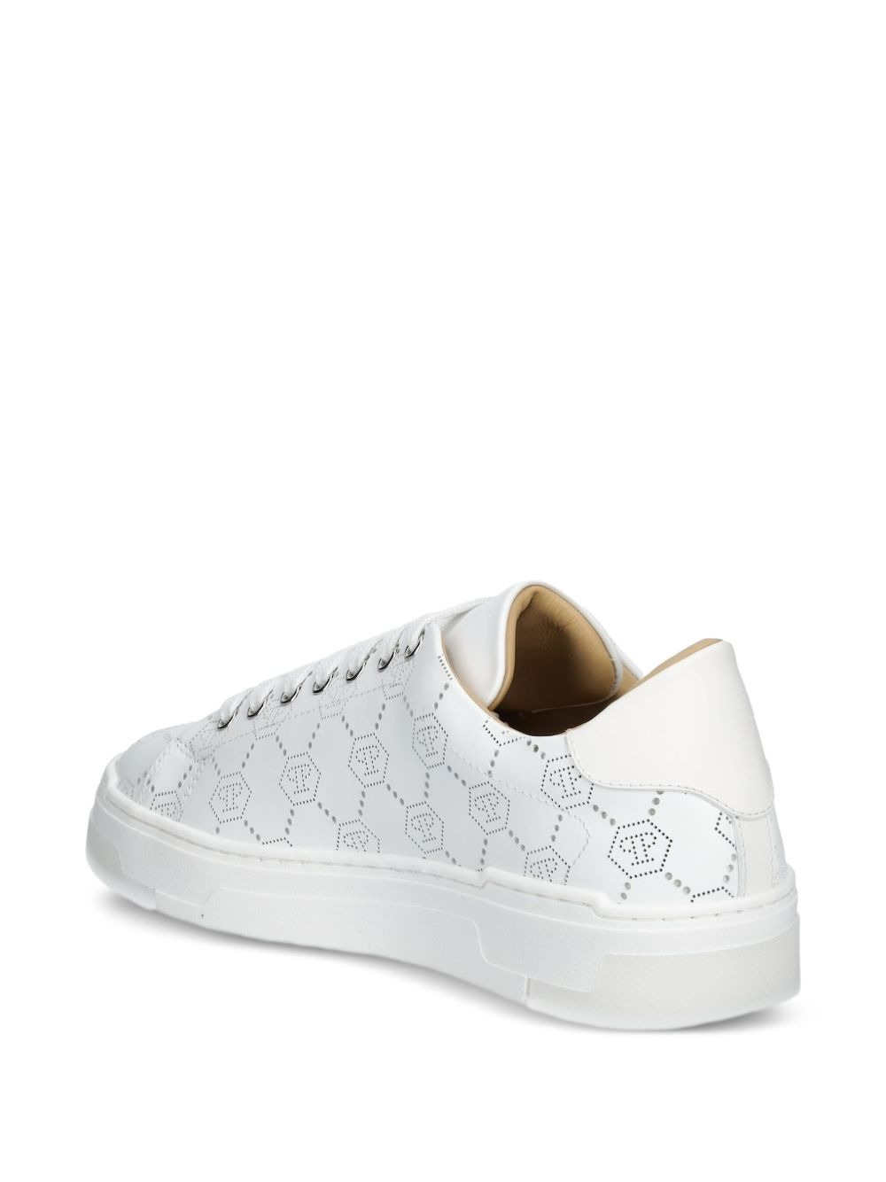 logo-plaque perforated sneakers - 2
