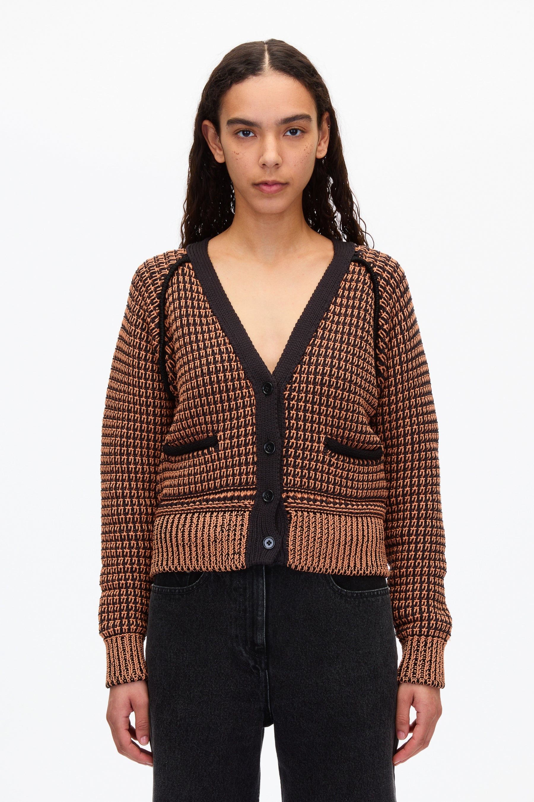 Bi-Color Cropped Cardigan - 2