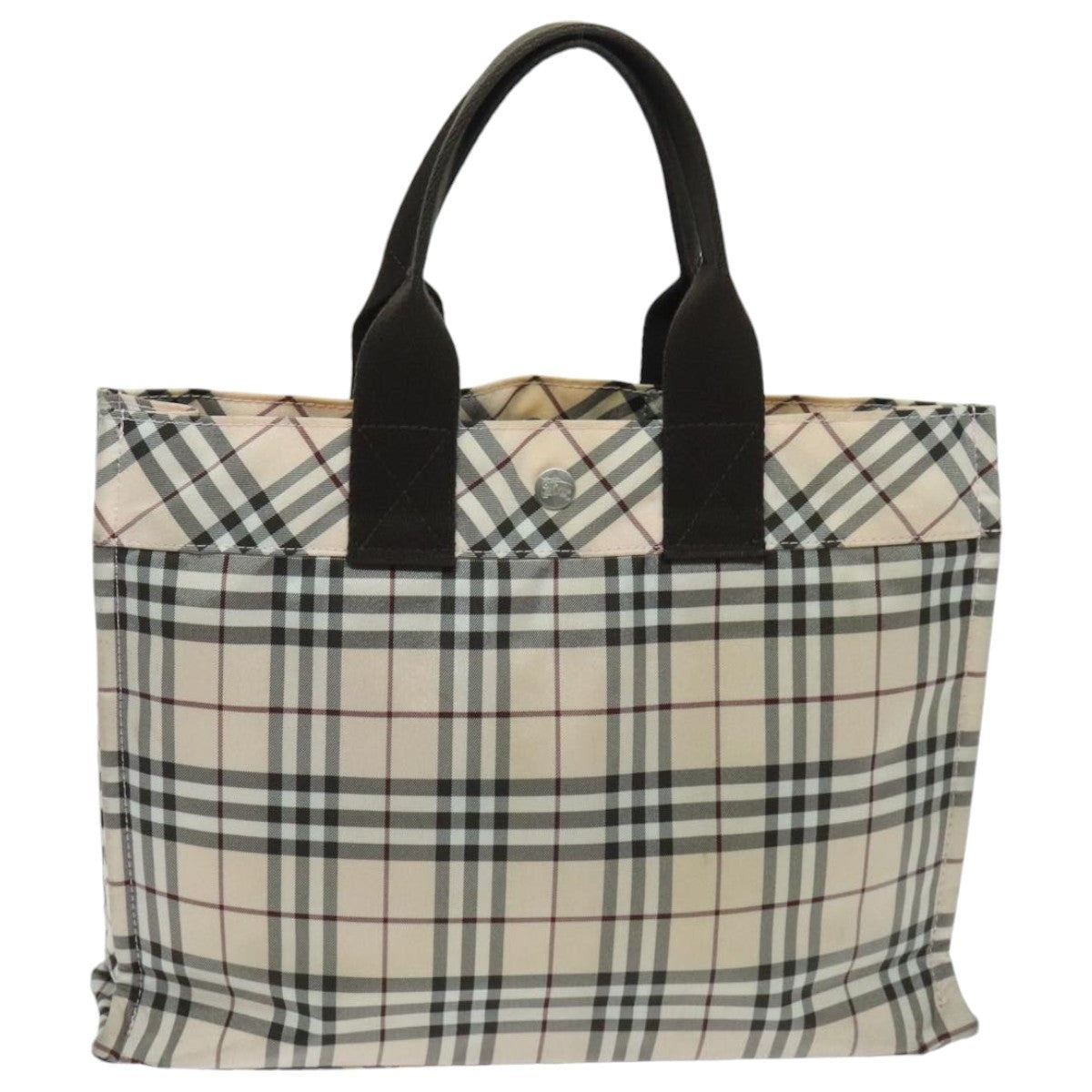 Burberry Nova Check Blue Label Hand Bag Nylon Beige Brown Silver - 3
