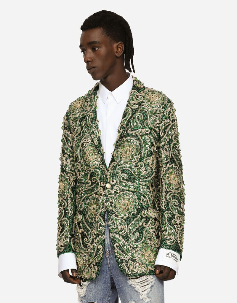 Tailored Taormina-fit jacket in embroidered silk mikado 4