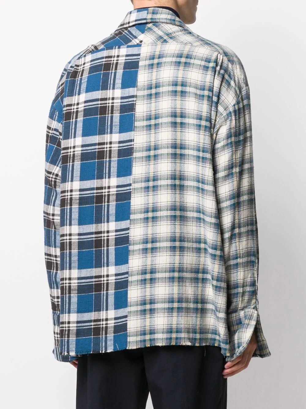 check-pattern panelled shirt - 4