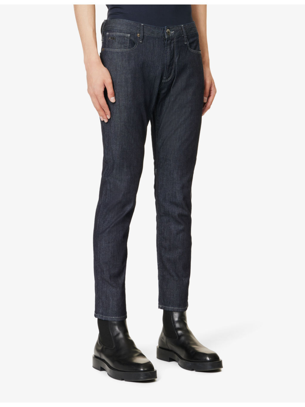Brand-plaque straight-leg mid-rise stretch-denim jeans - 3