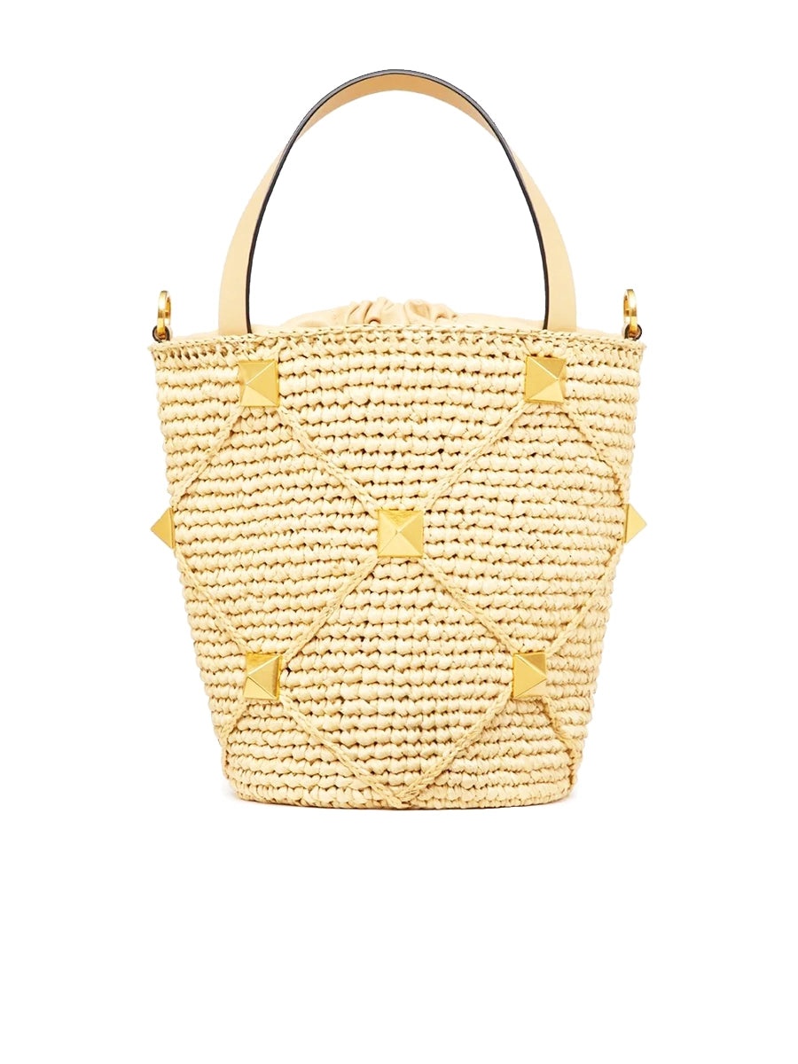Roman Stud Raffia Bucket Bag - 6