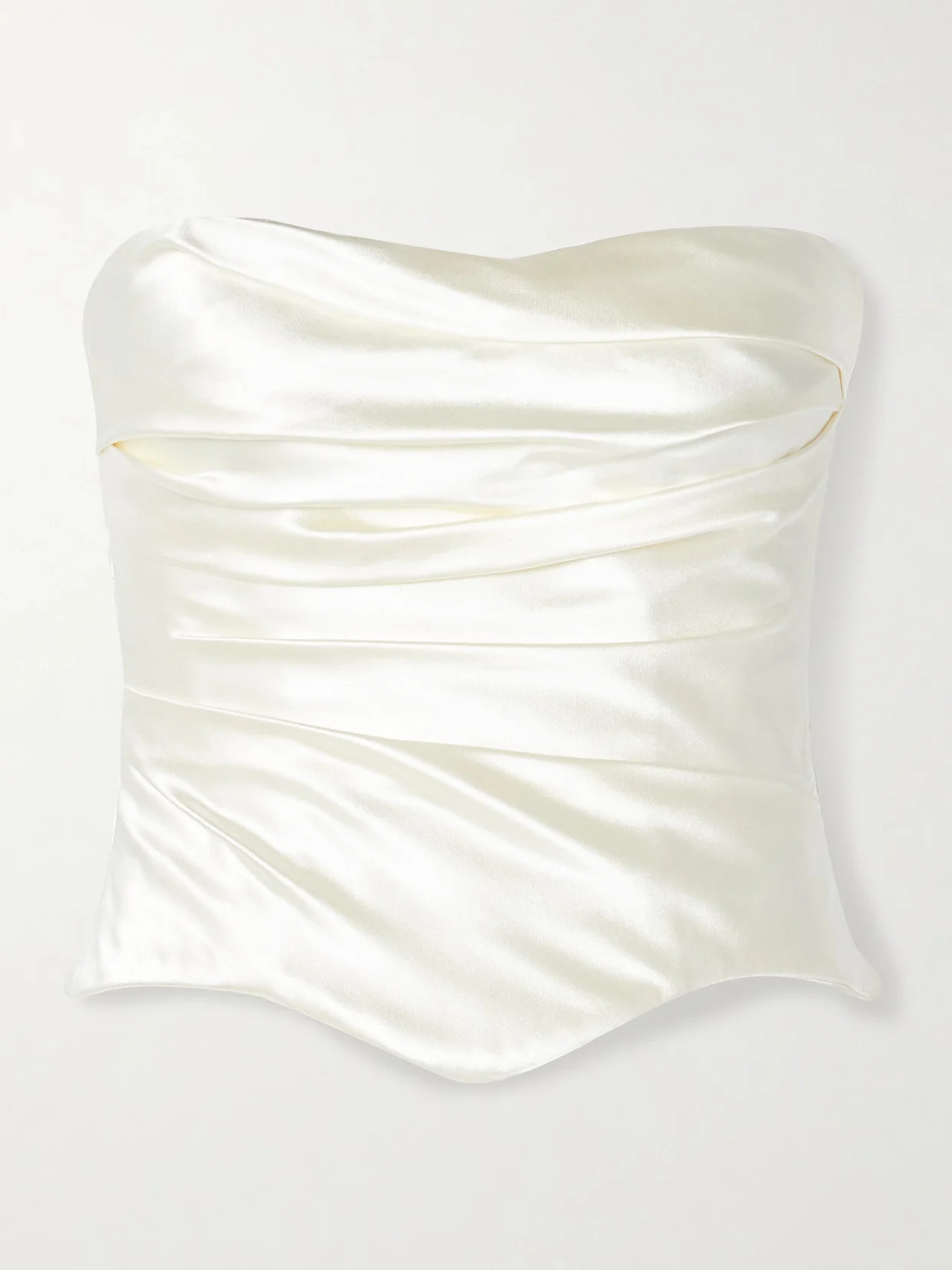Demi Strapless Draped Silk And Wool-blend Satin Bustier Top - 1