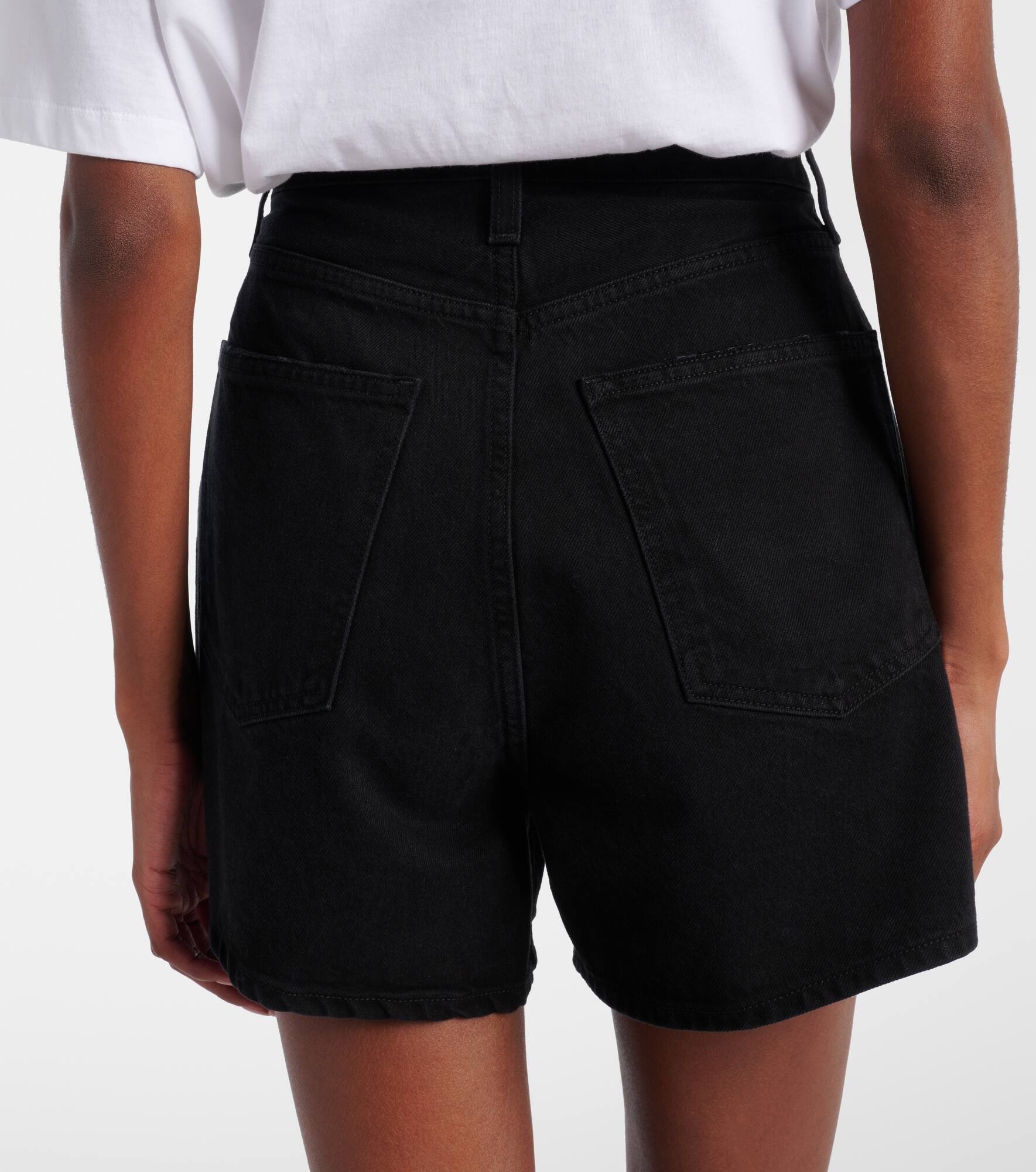 Rhoda pleated high-rise denim shorts - 5