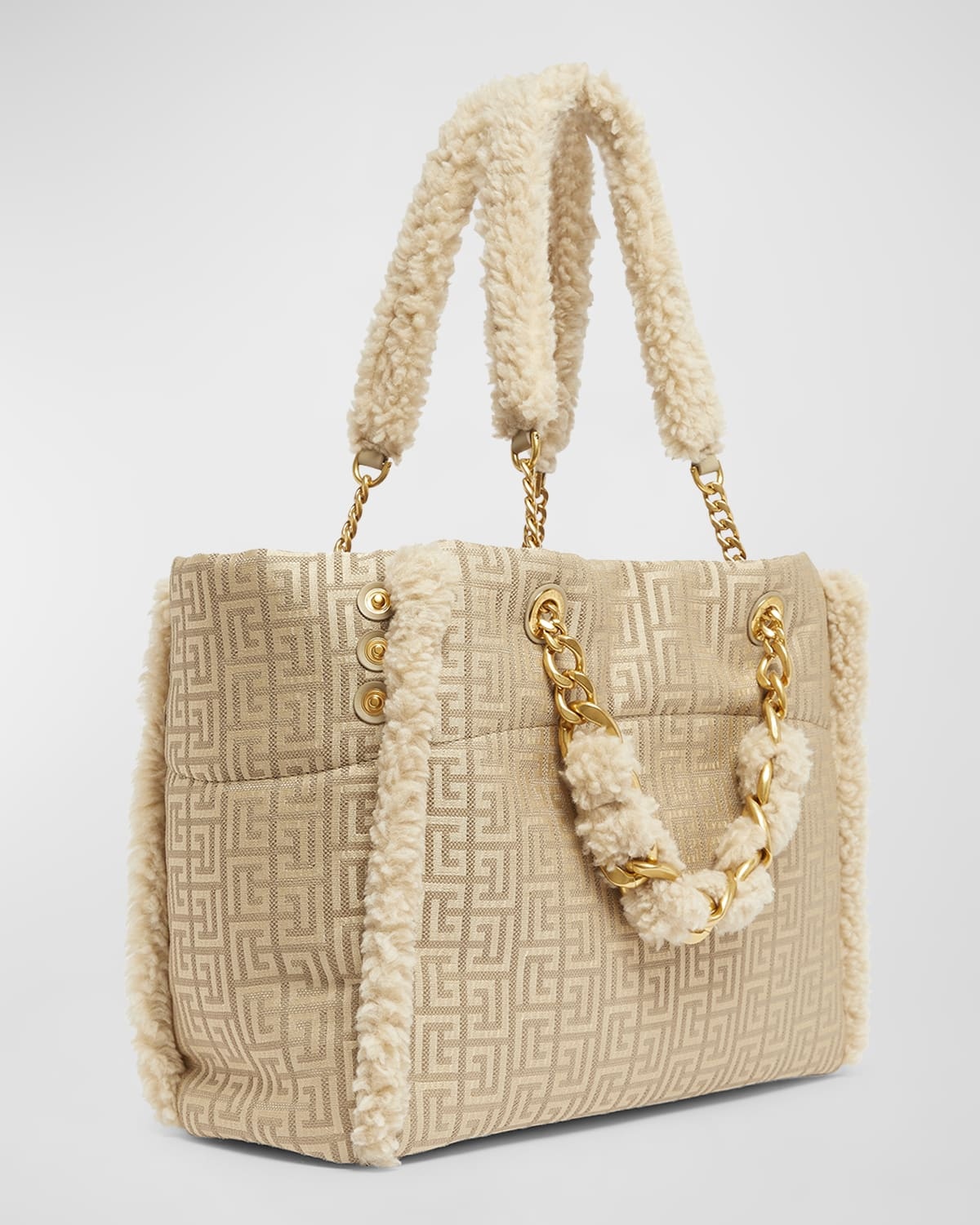 1945 Soft Cabas Tote Bag In Jacquard With Shearling - 6