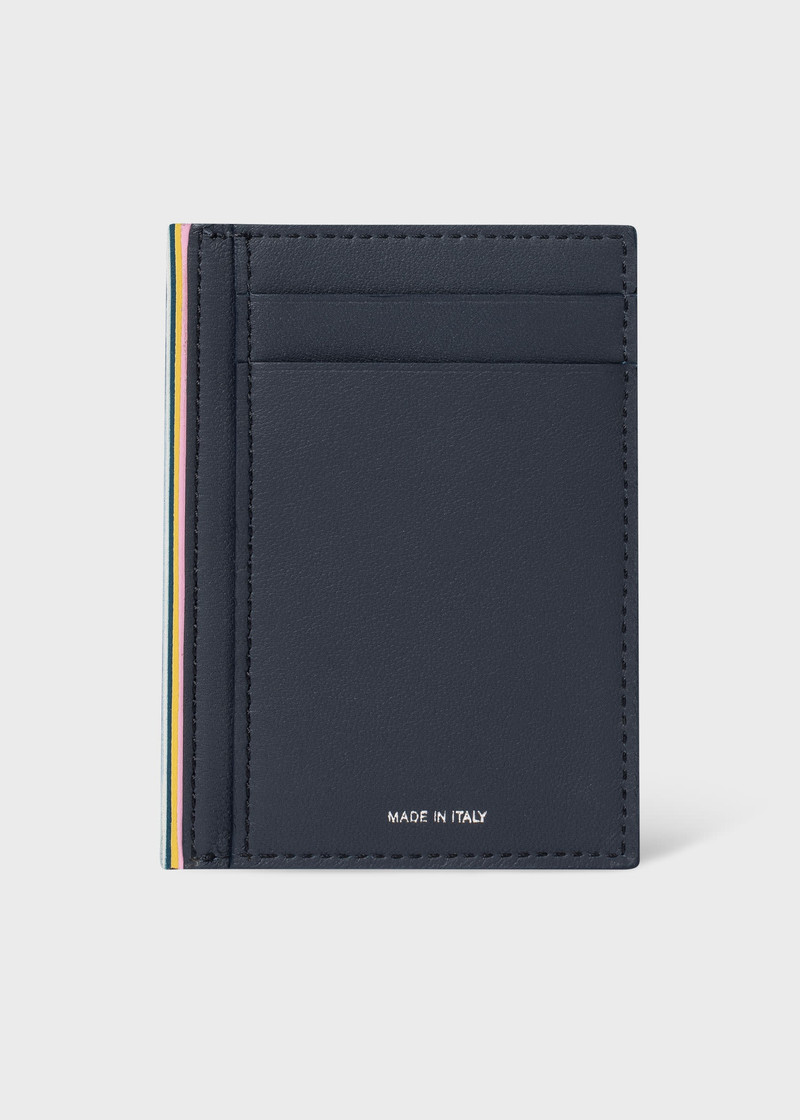 'Signature Stripe' Trim Leather Card Holder & Belt Gift Set 5