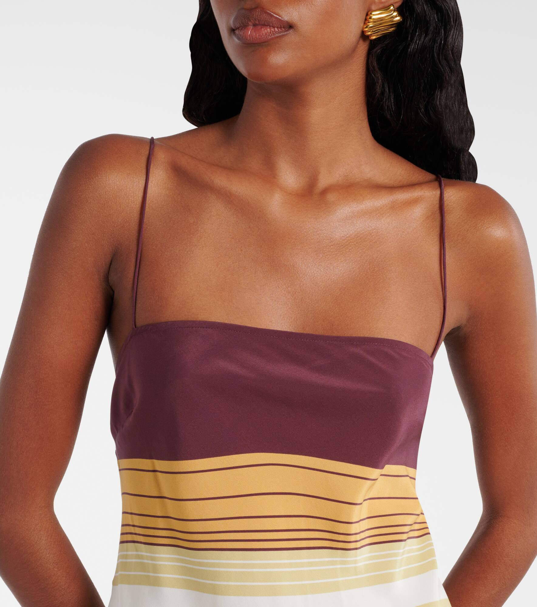 Fontana striped silk crêpe slip dress - 4