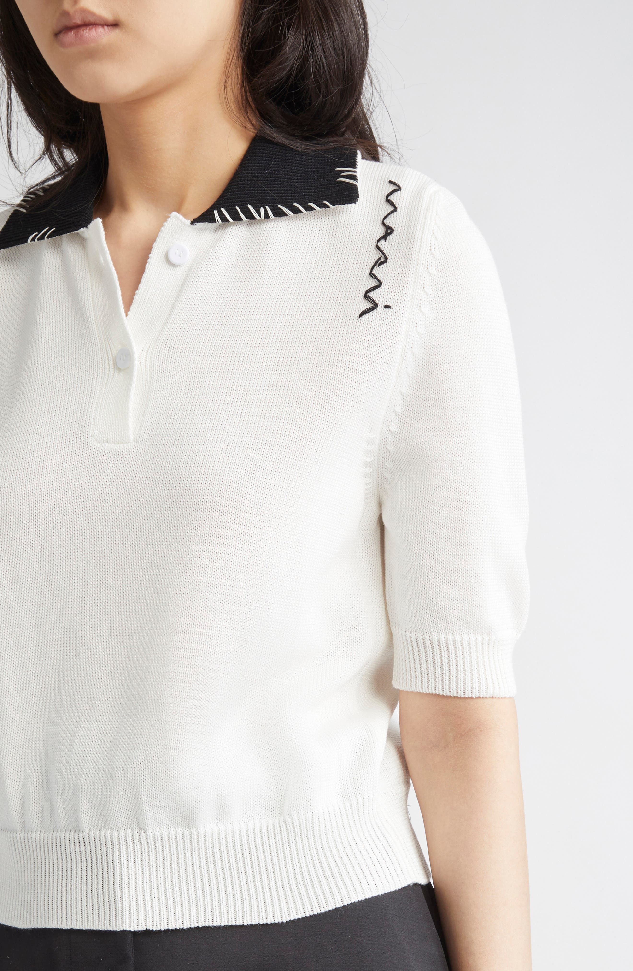 Marni Embroidered Logo Polo in Natural White at Nordstrom - 5