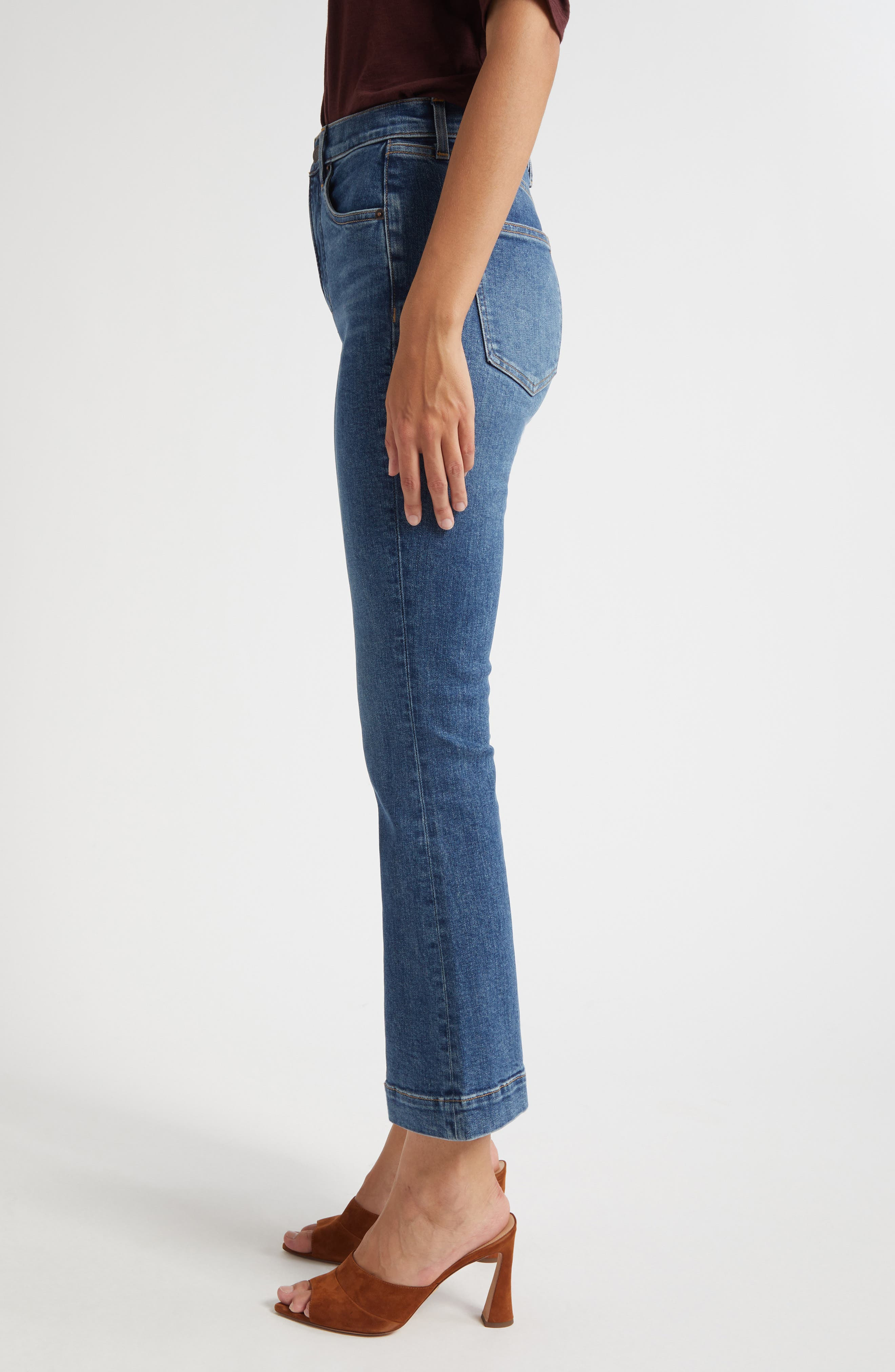 Veronica Beard Carson High Waist Ankle Flare Leg Jeans in Roadside Blue at Nordstrom - 4