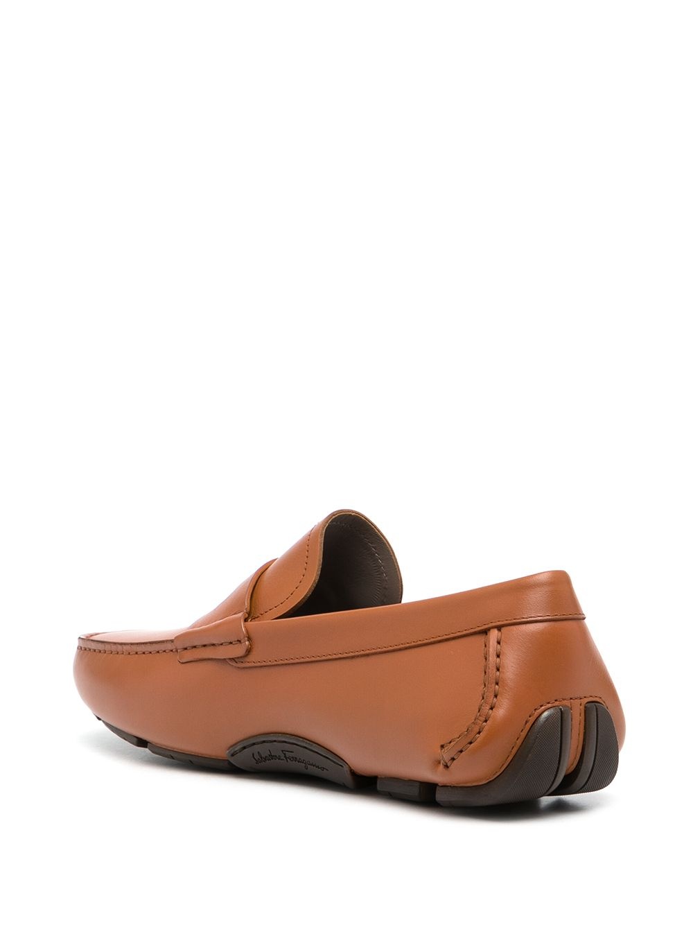 round-toe leather loafers - 3