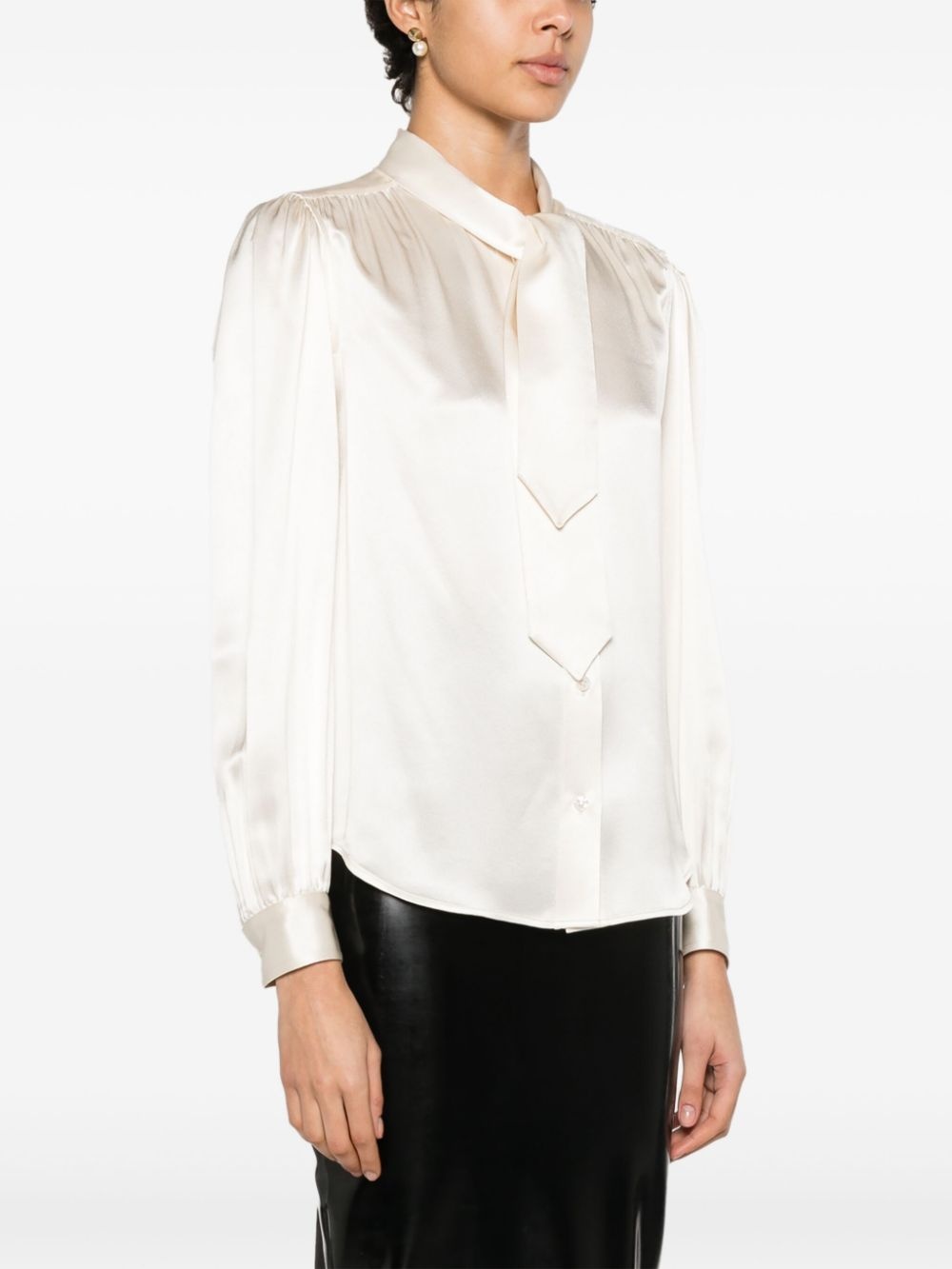 lavalliÃ¨re-neck silk-satin blouse - 3