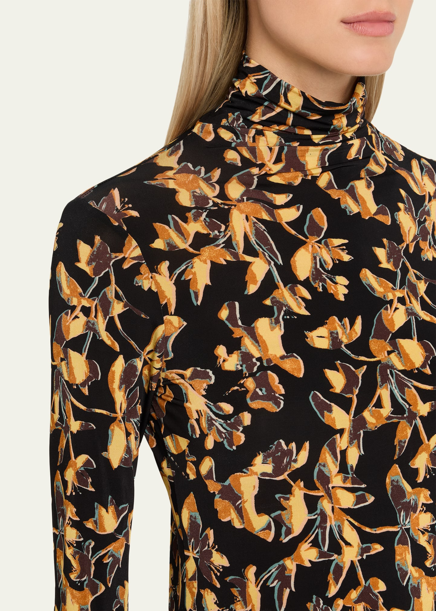 Aurelia Floral Jersey Turtleneck Top - 5