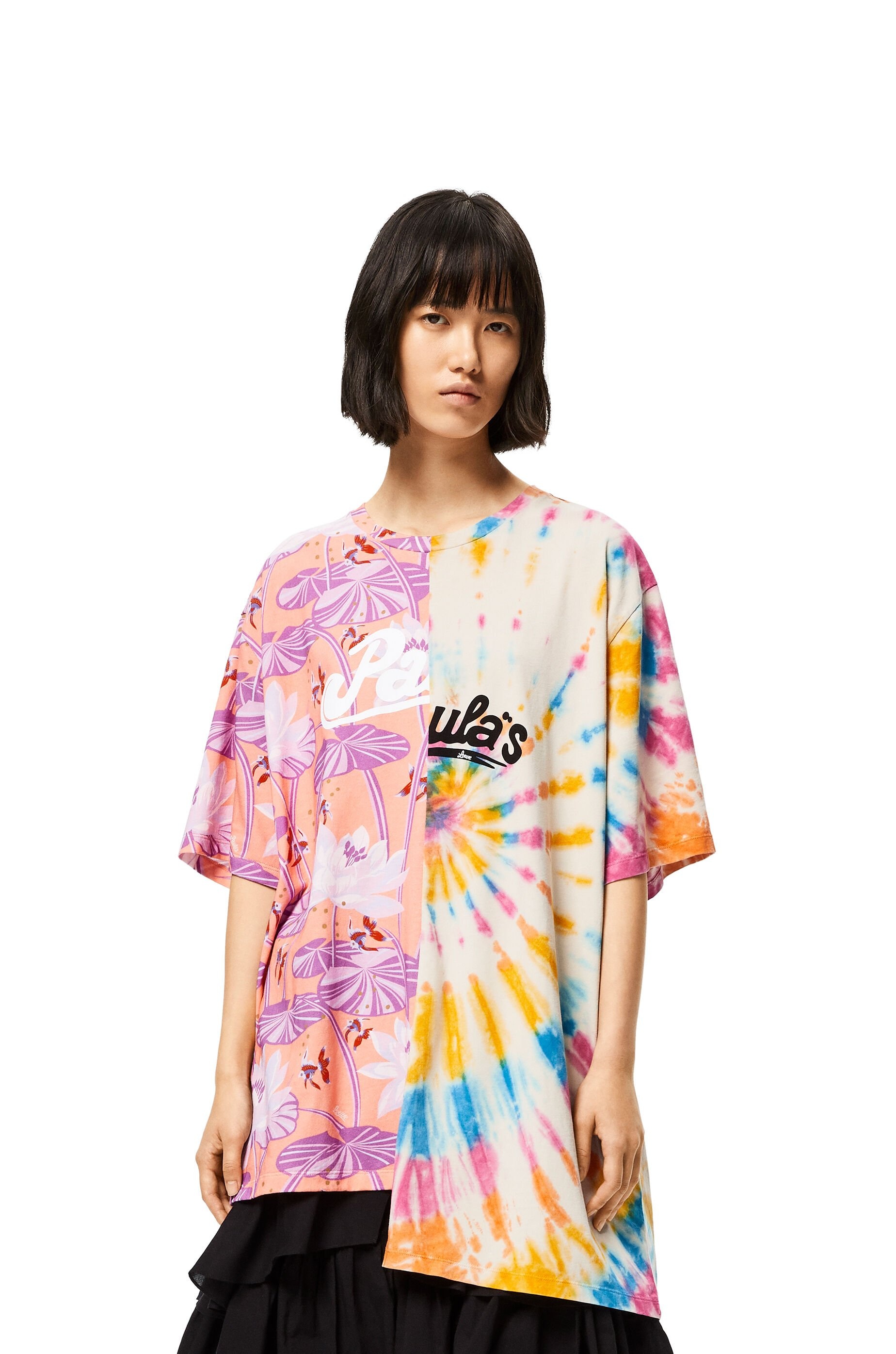 Asymmetric oversize T-shirt in waterlily cotton - 4