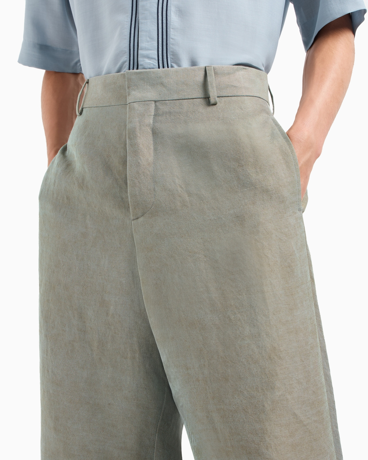 FLAT-FRONT TROUSERS IN IRIDESCENT LINEN TWILL - 5