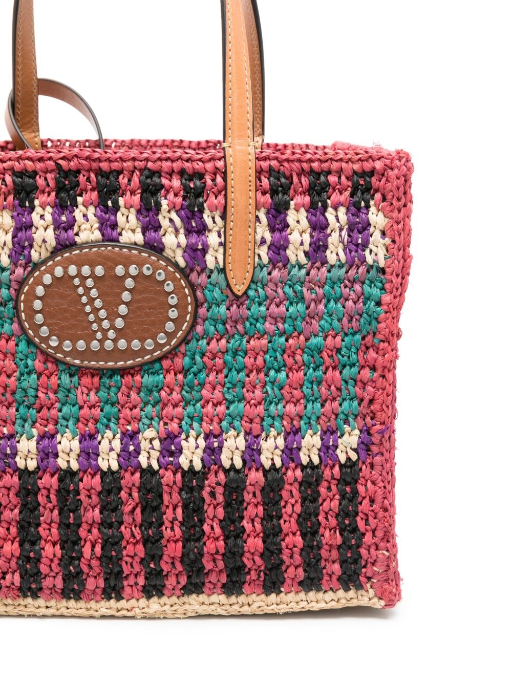 VLogo raffia tote bag - 4