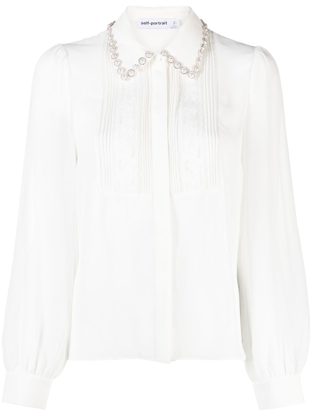 pearl-embellished embroidered blouse - 1