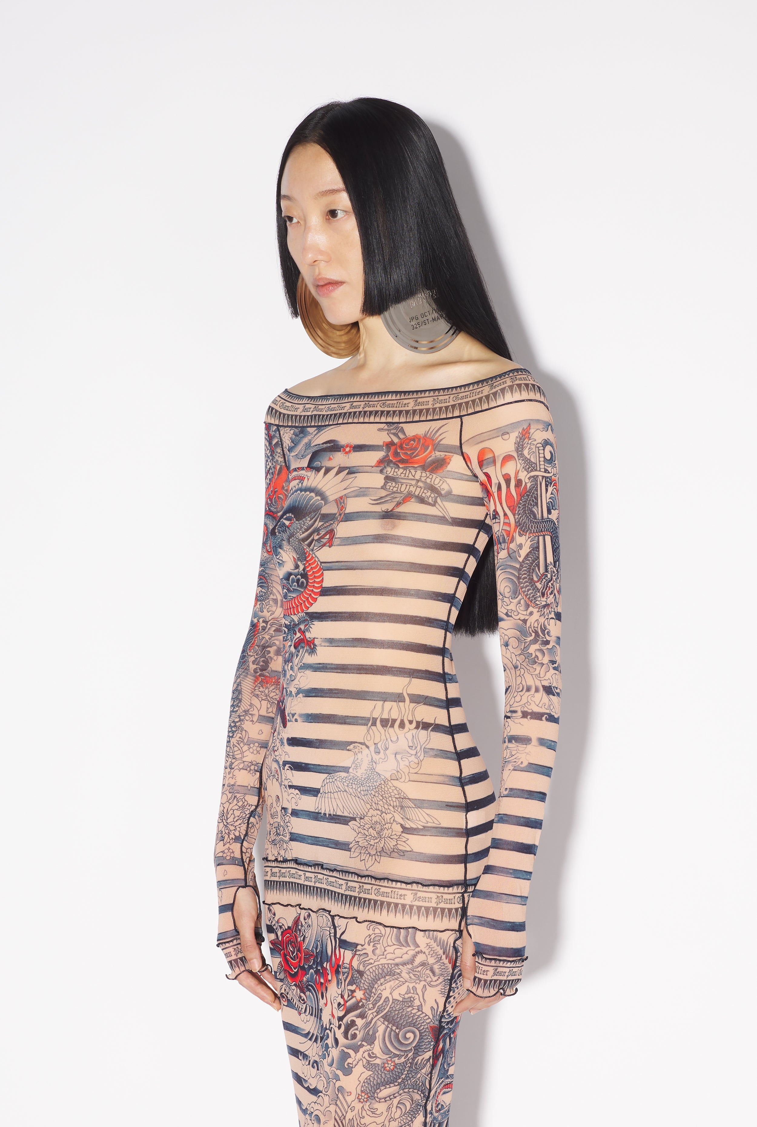 THE LONG NUDE SAILOR TATTOO DRESS - 3