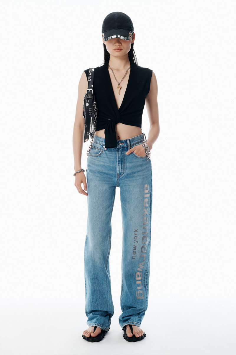 Alexander Wang ez mid-rise jeans with logo cutout outlook