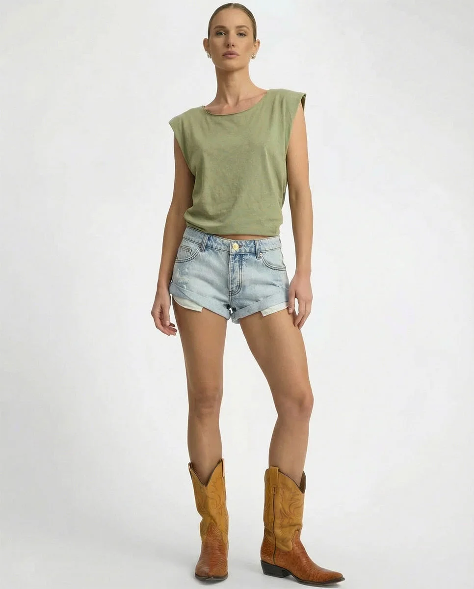 Bandits Low Waist Denim Shorts - Kansas Blue - 1