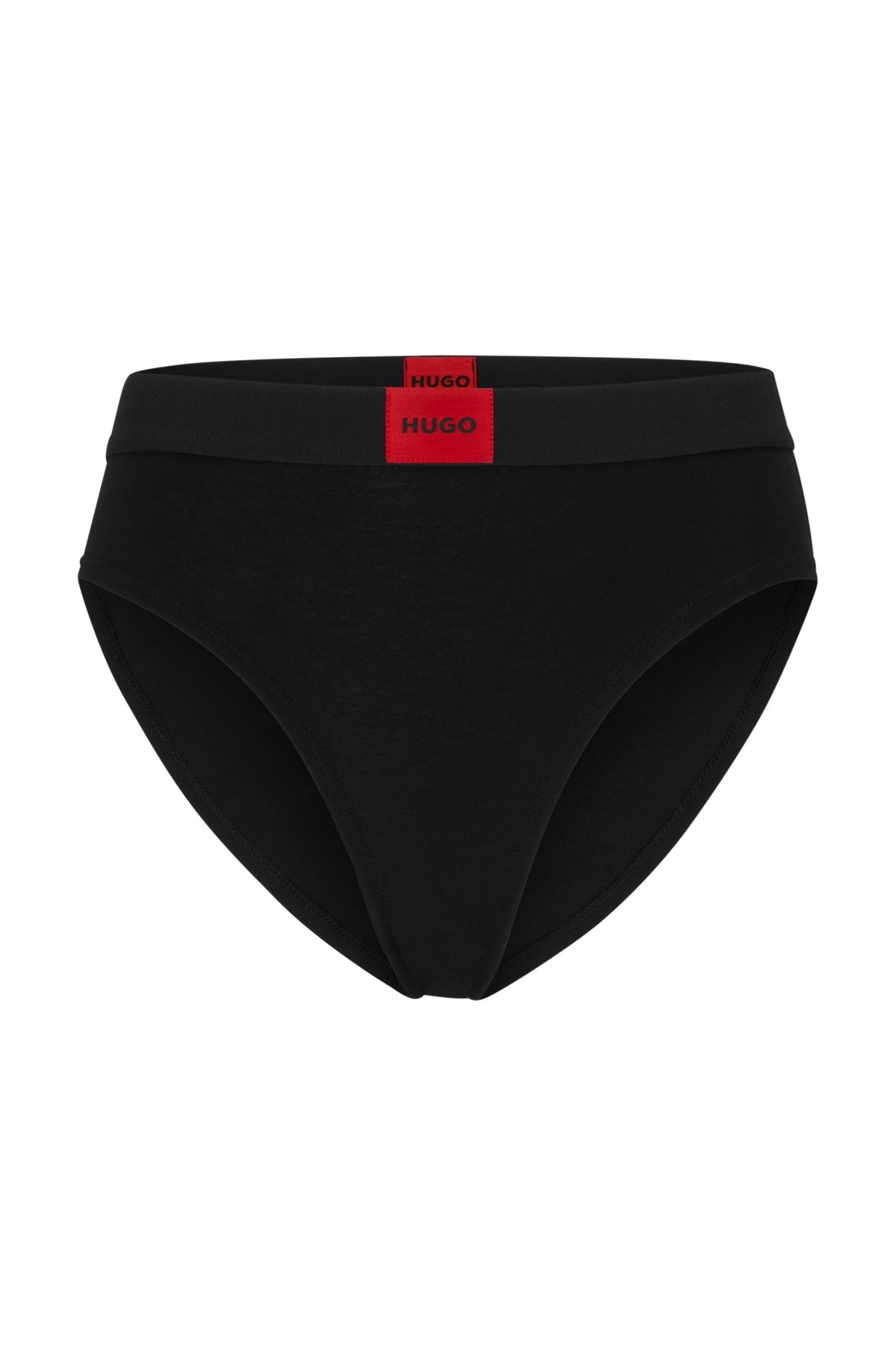 STRETCH-COTTON BRIEFS WITH RED LOGO LABEL - 1