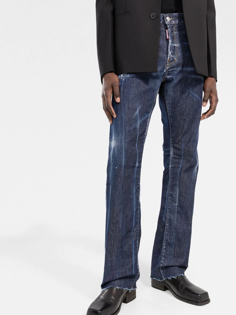 bleach-effect straight-leg jeans - 3