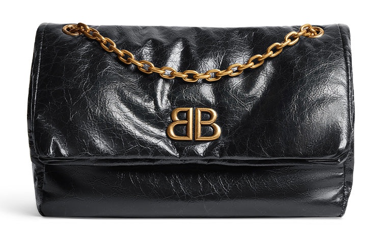 (WMNS) Balenciaga Monaco Medium Chain Bag 'Black' 7659452AAR81000 - 2