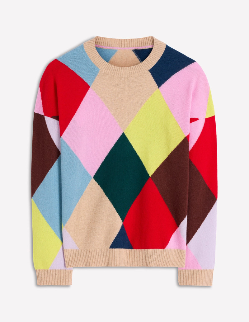 Anastasia Cashmere Sweater-Multi Harlequin Jumper 8