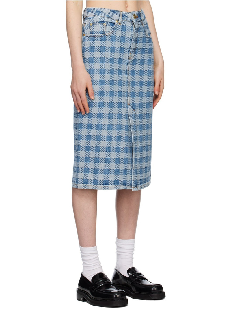 Blue Gingham Denim Midi Skirt 2