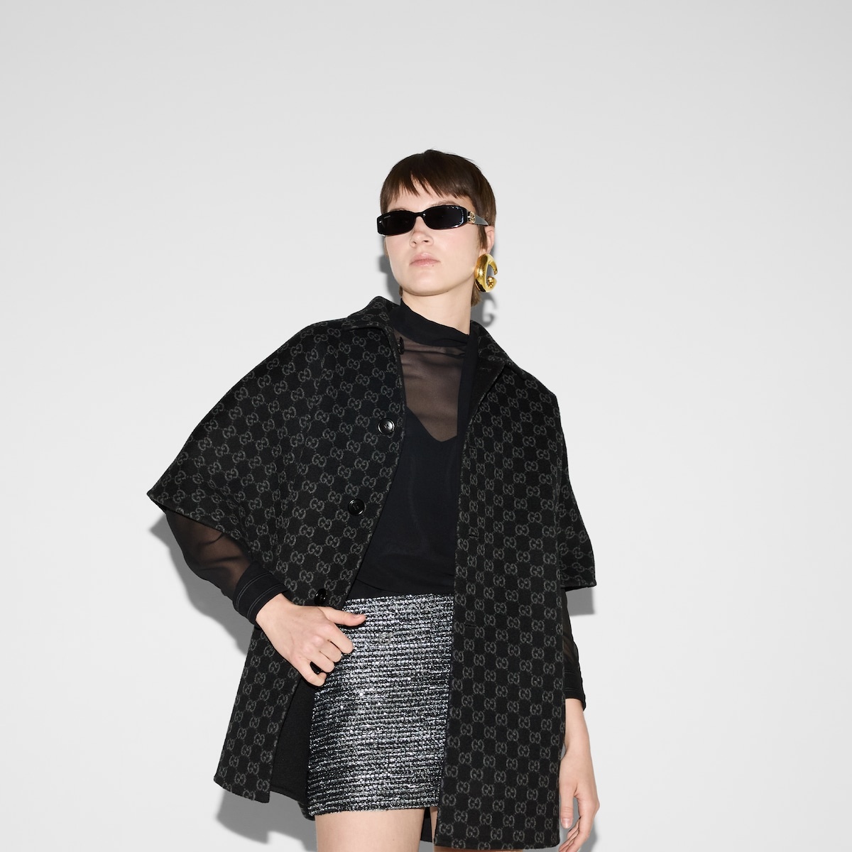 Reversible GG silk wool coat - 7