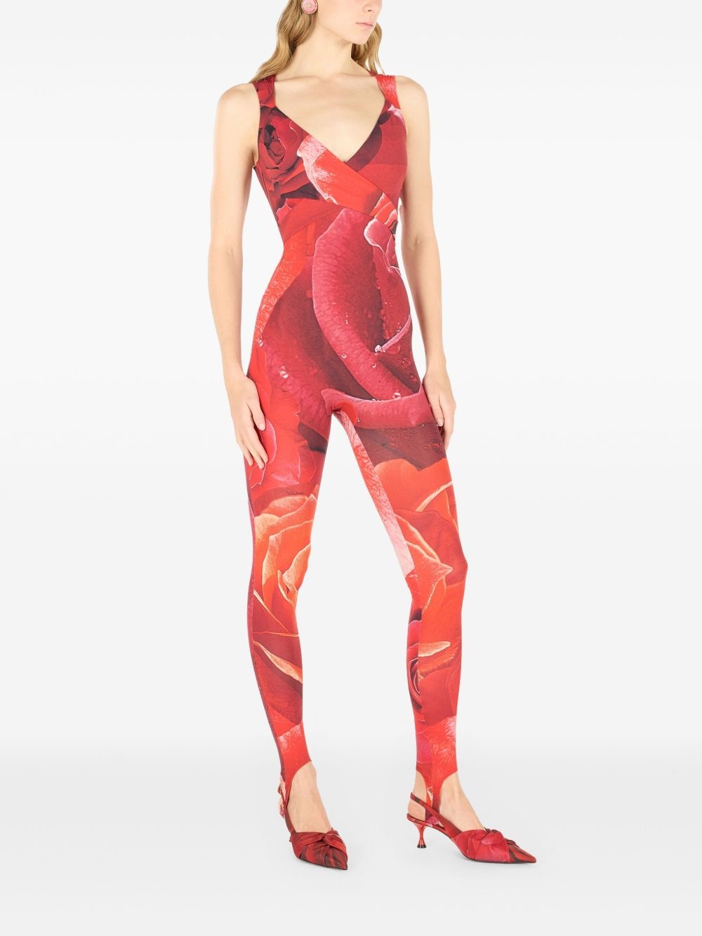 rose-print jumpsuit - 3