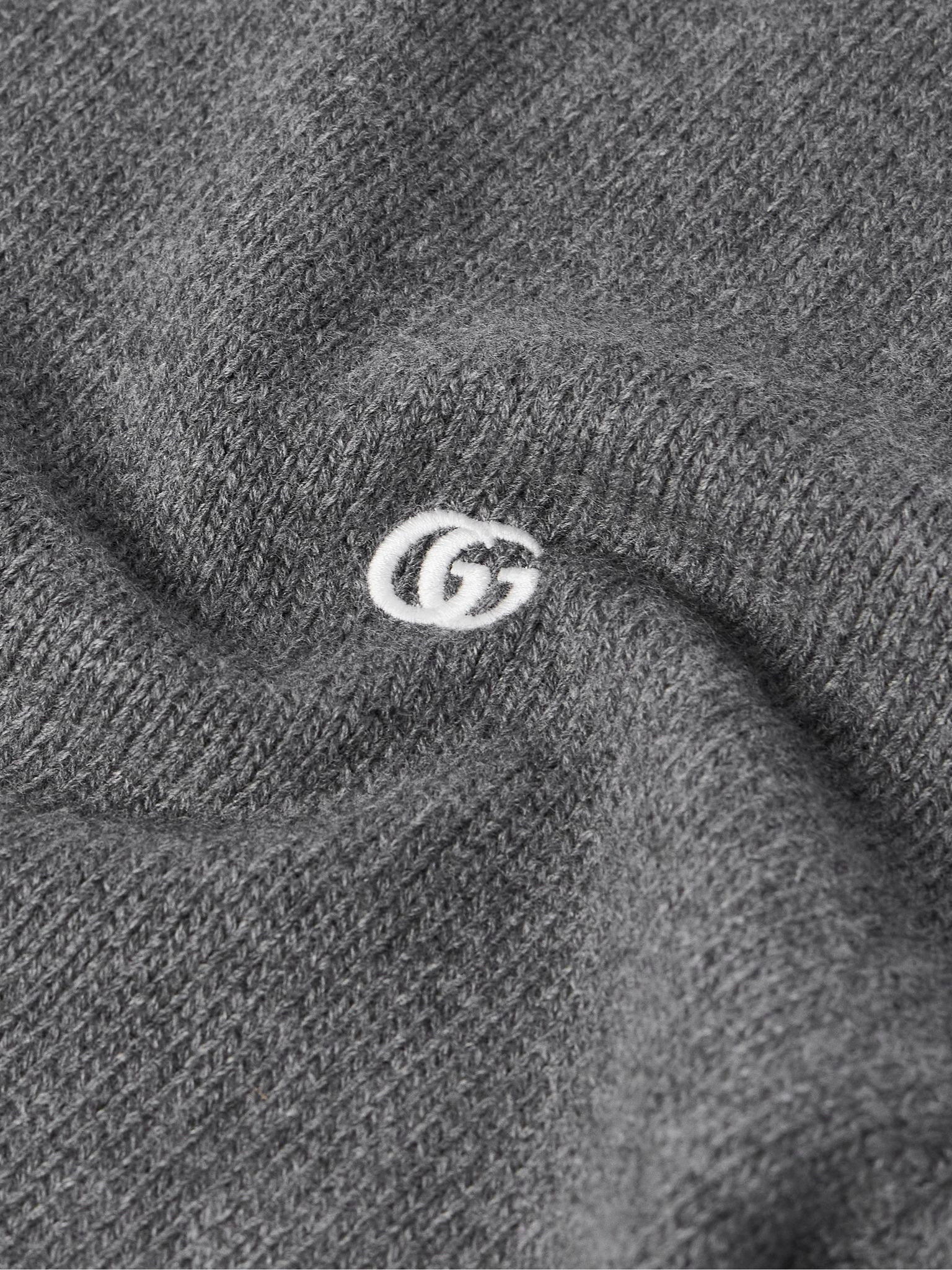 Logo-Embroidered Wool and Cashmere-Blend Sweater Gray - 4