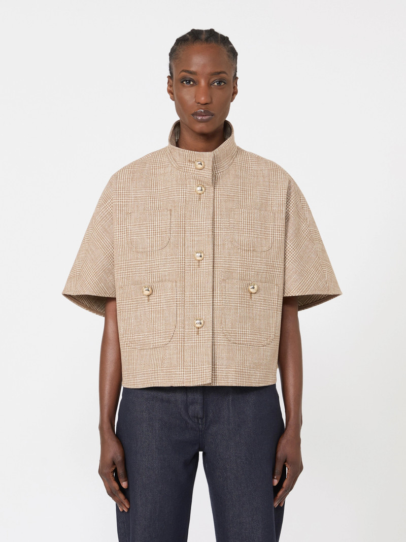 FARNETO Patterned cotton cloak - TOBACCO 3
