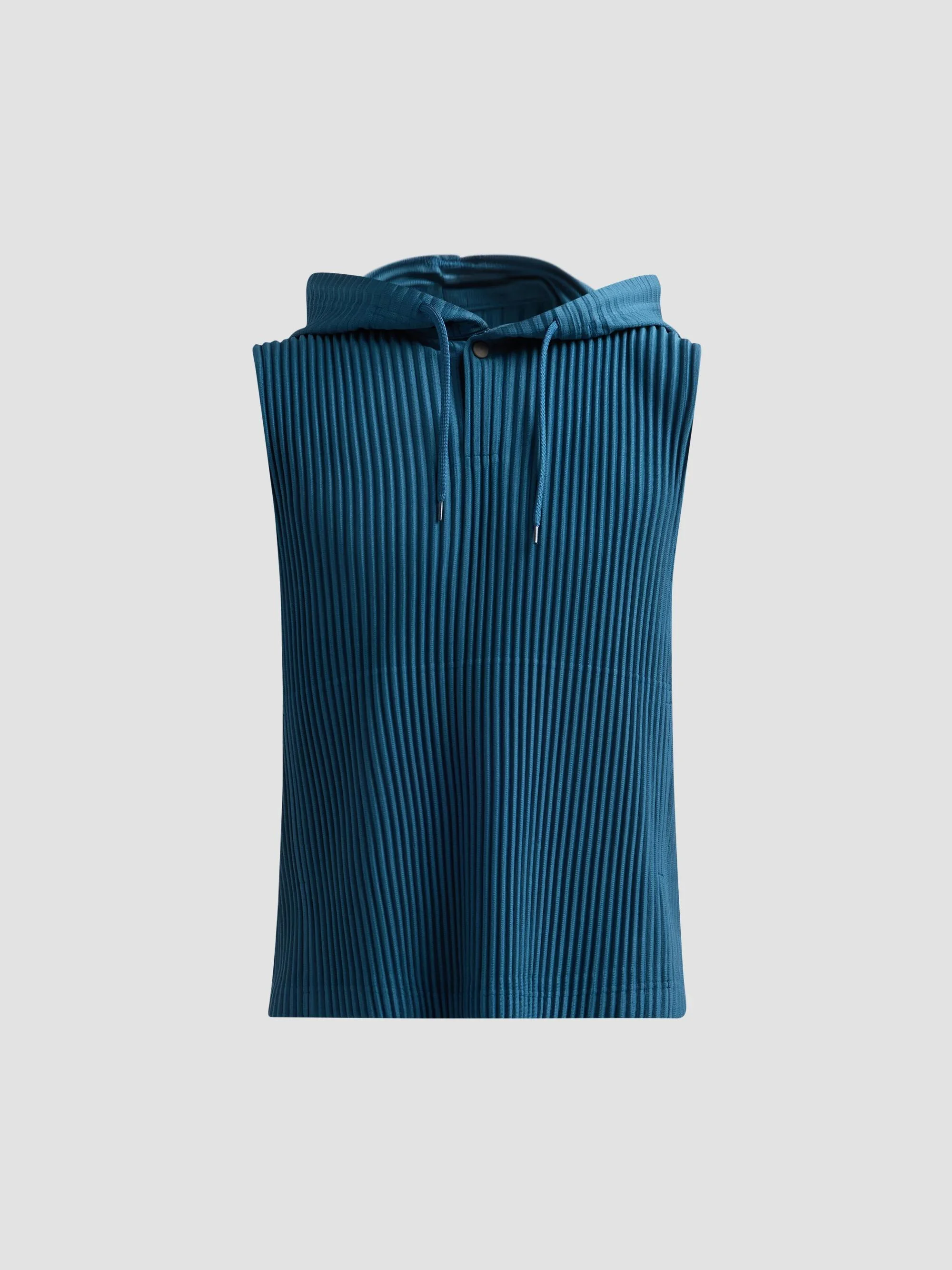 Men Pleated Hooded Tank - Shadow Blue - 1