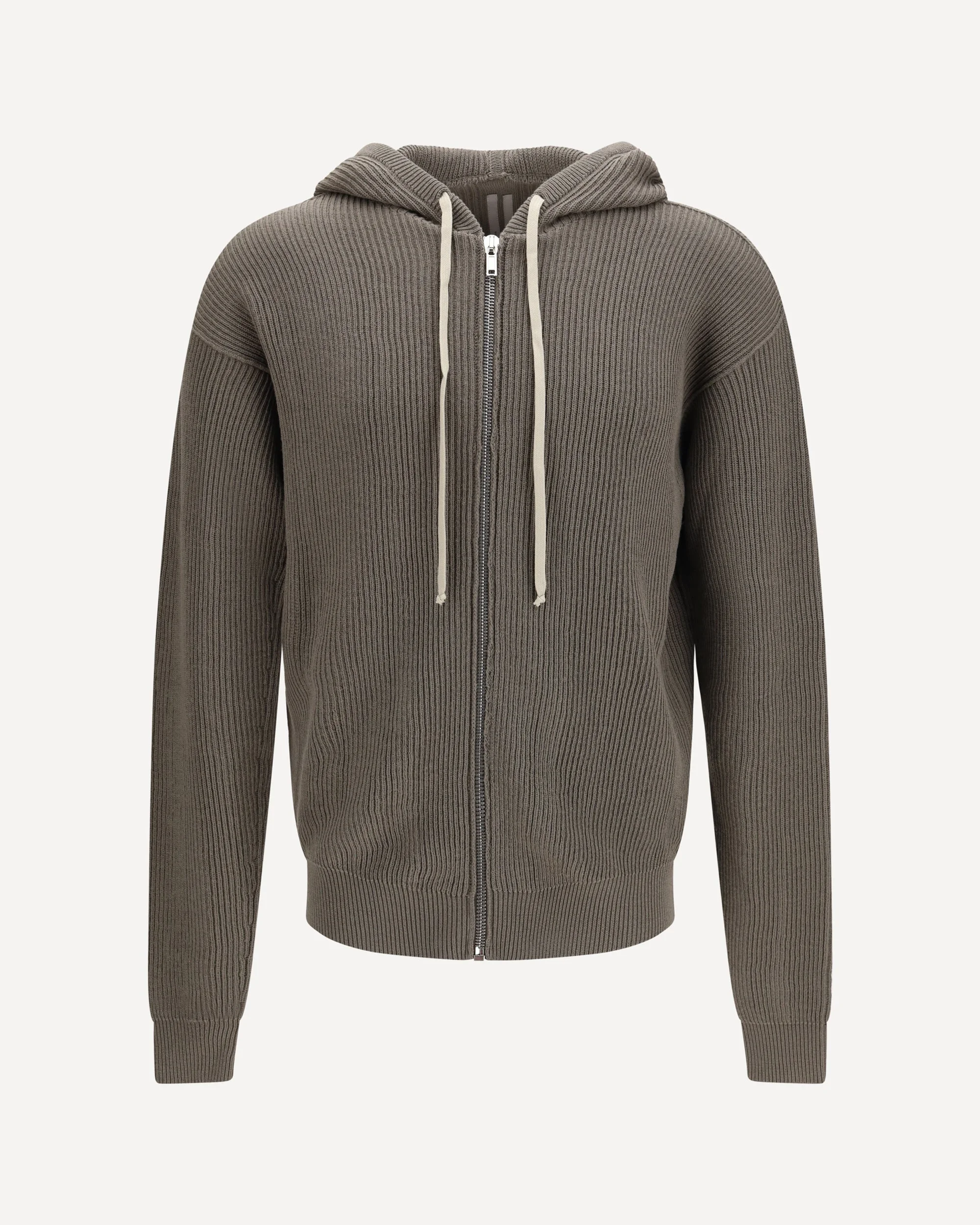 Ribbed Virgin Wool Knit Hoodie - 1