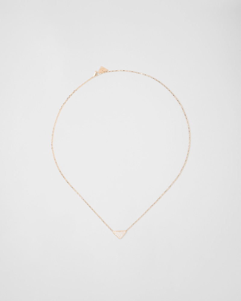Eternal Gold micro triangle pendant necklace in yellow gold and diamonds - 1