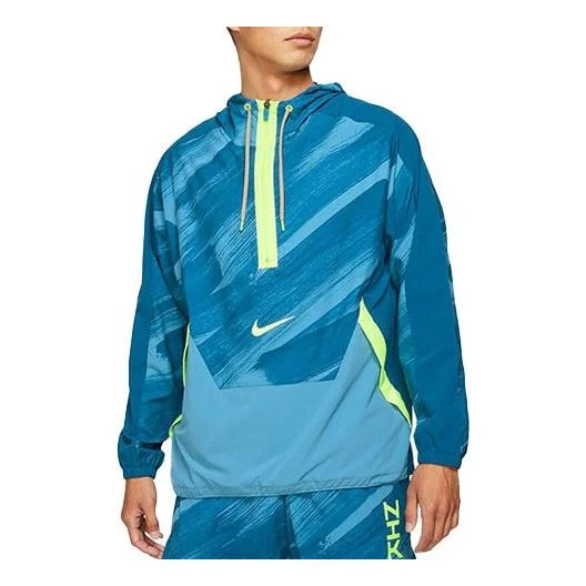 Nike Dri-fit Sport Clash hooded Half Zipper Sports Logo Casual Pullover Jacket Blue DD1724-476 - 1