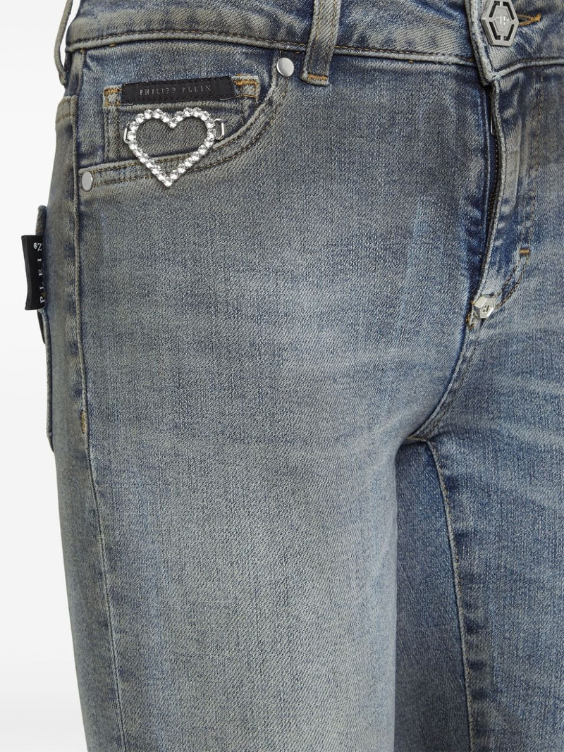 PHILIPP PLEIN heart-embellished denim legging outlook
