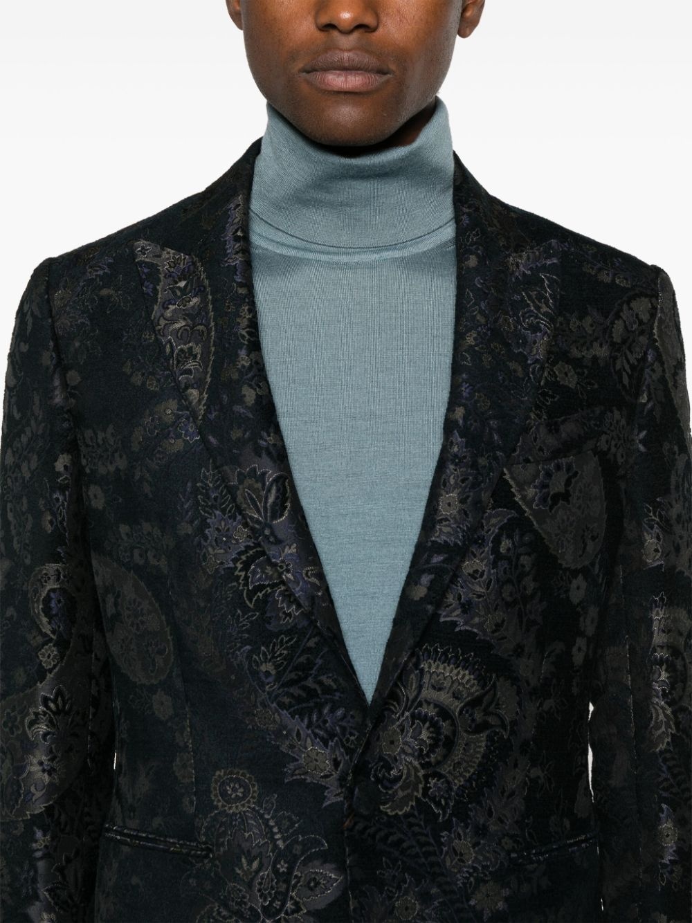 floral-jacquard single-breasted blazer - 5