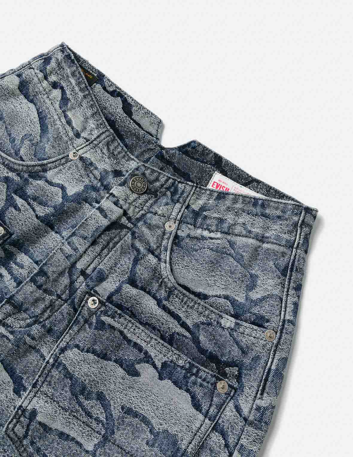 Allover Ishigaki Camouflage Jacquard Fashion Fit Denim Skirt - 12