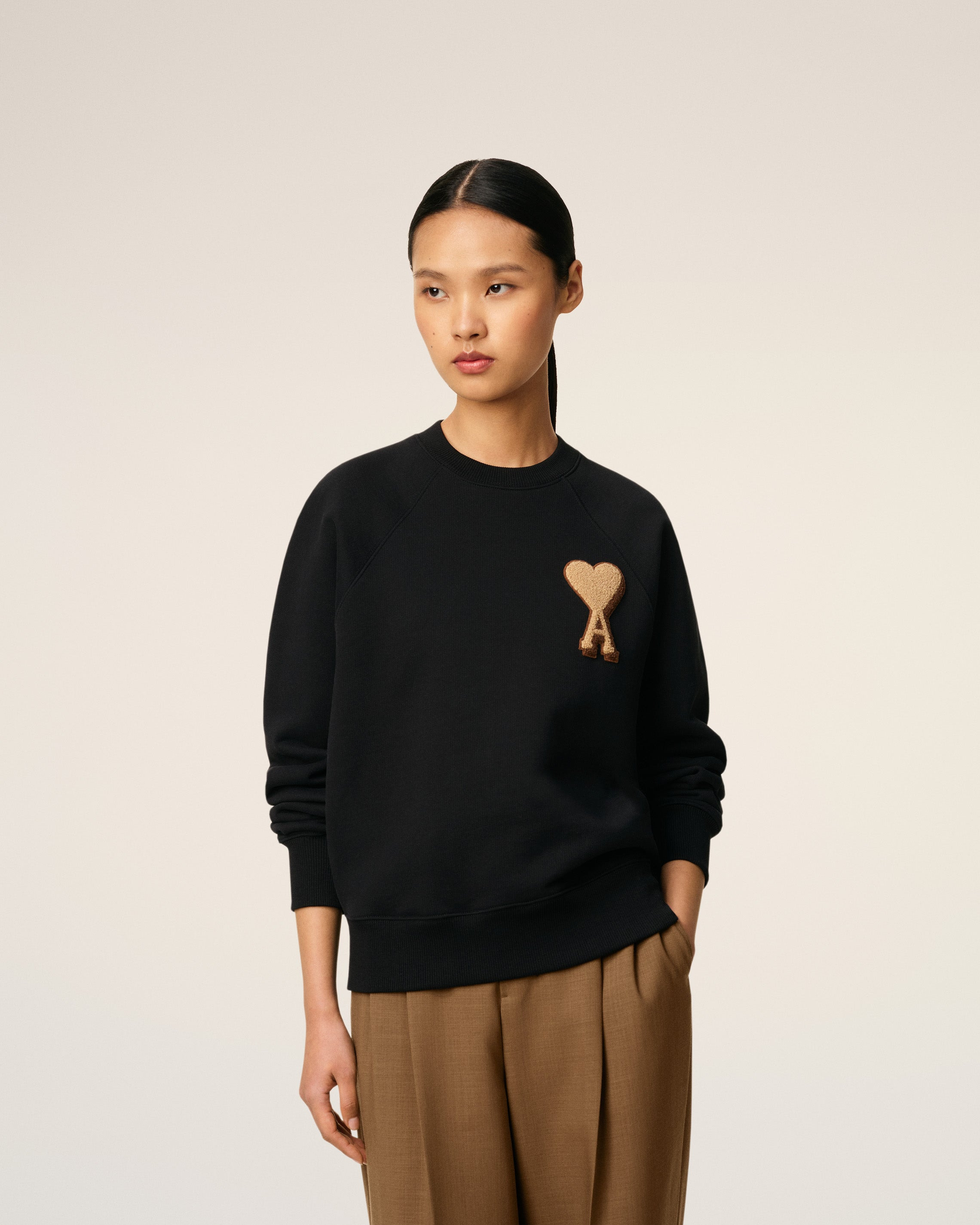 BLACK COTTON AMI DE COEUR SWEATSHIRT - 3