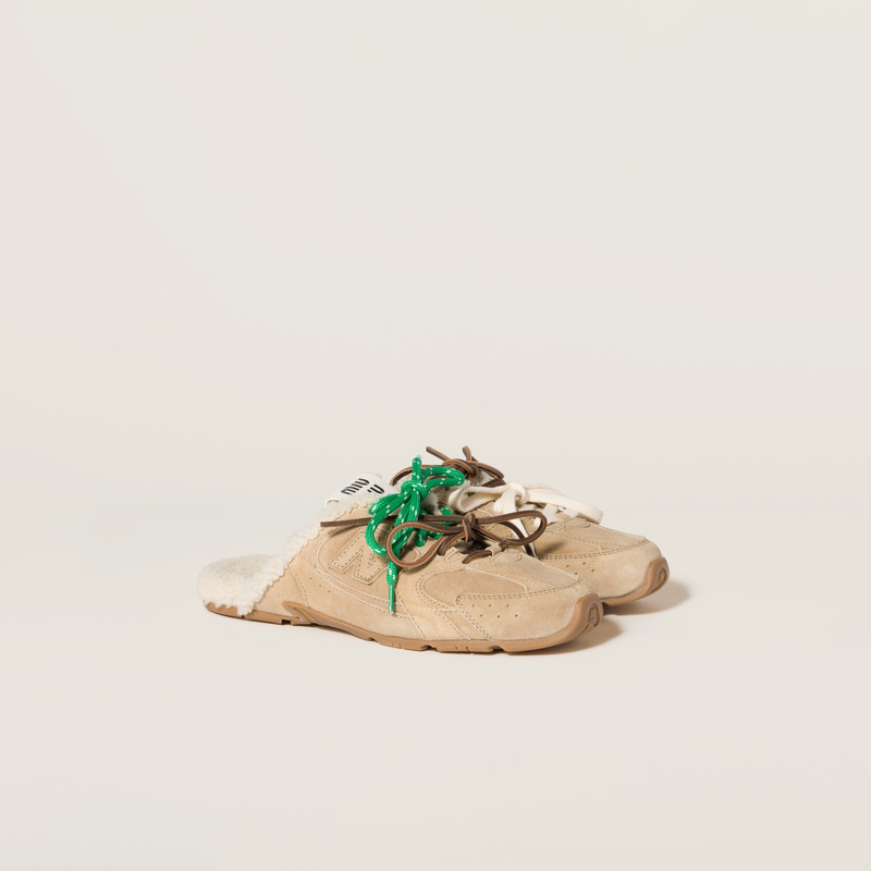 New Balance X Miu Miu 530 SL bleached suede sneaker mules 1
