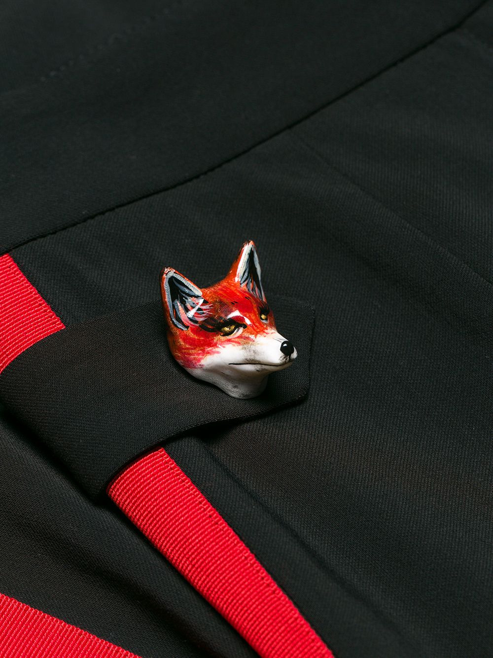 tuxedo stripe fox trim trousers - 8