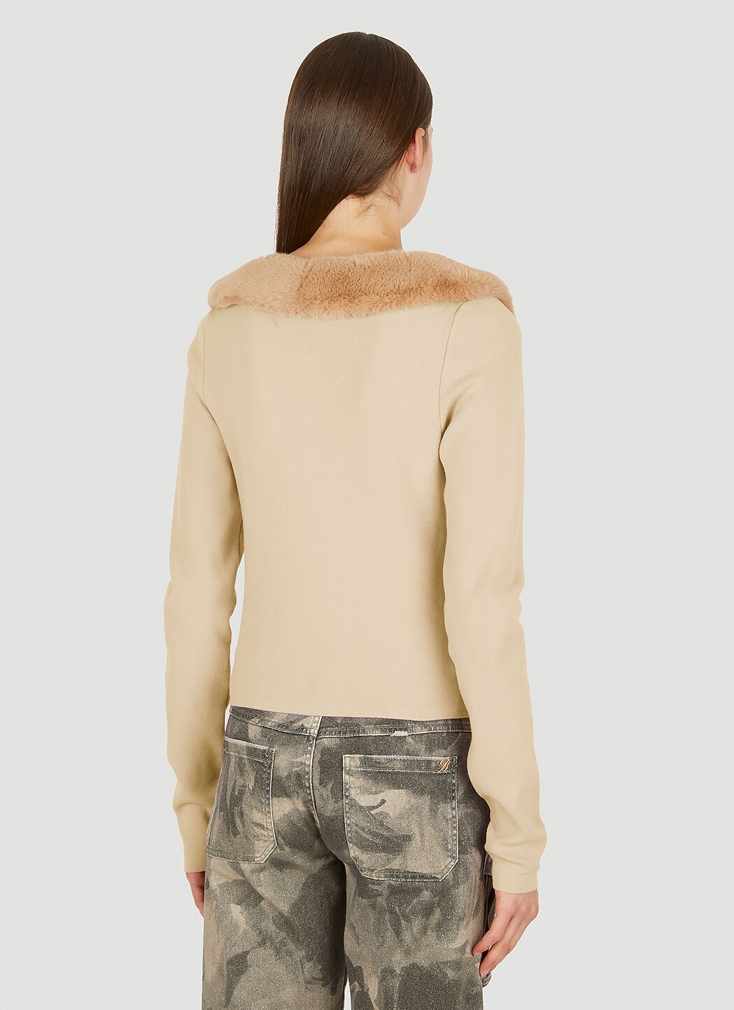 Faux Fur Trim Cardigan - 4