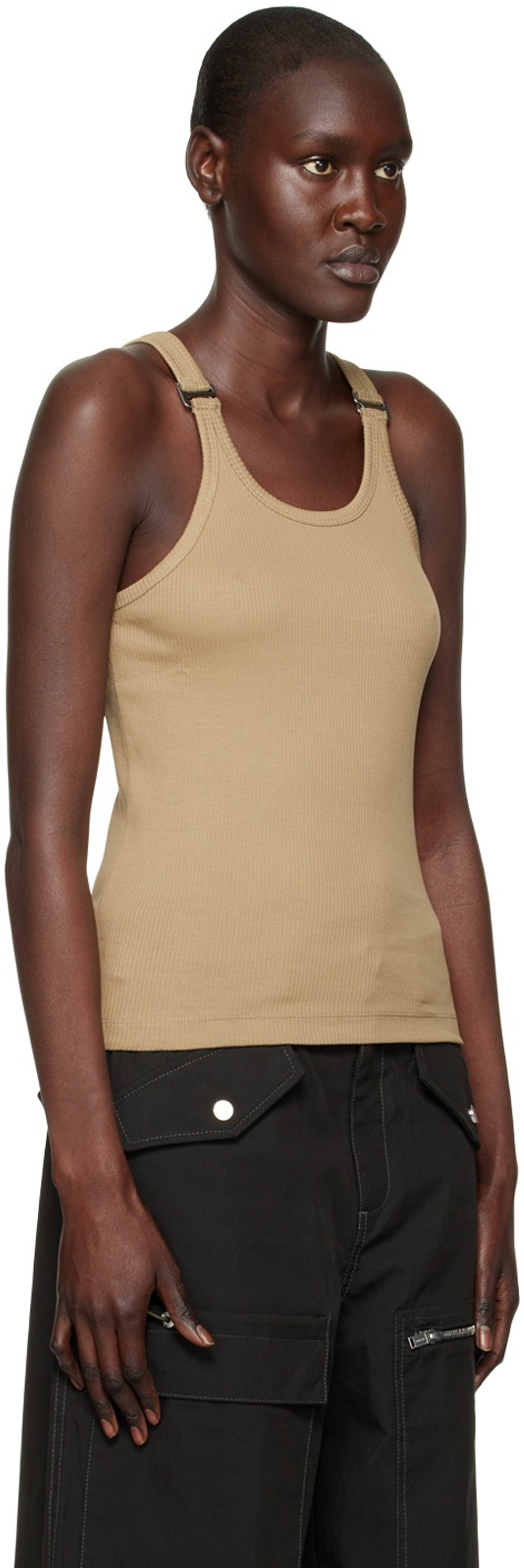 Dion Lee Khaki E-Hook Tank Top outlook