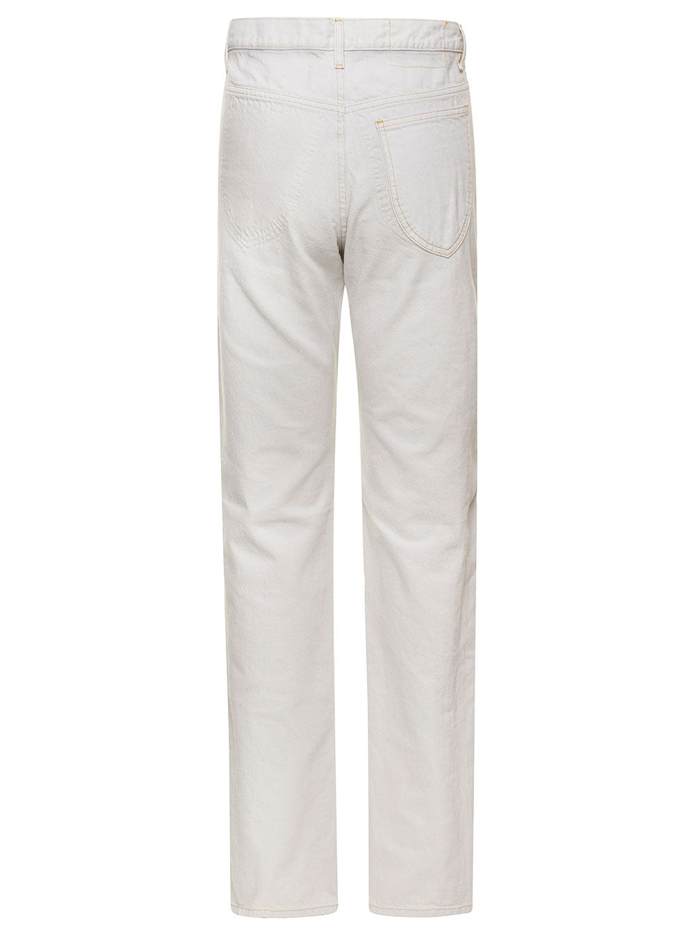 Maison Margiela Women White 5-Pocket Style Straight Jeans With Contrasting Stitching In Cotton Denim - 2